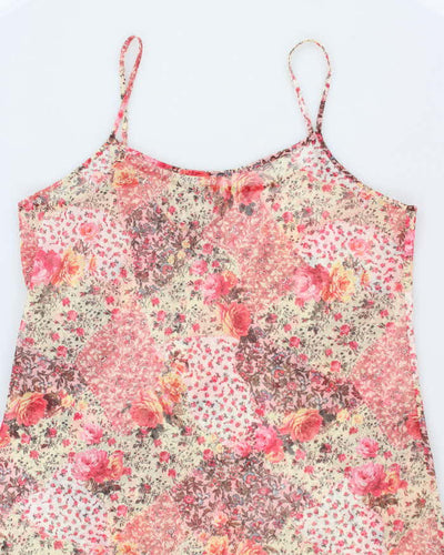 Y2k 00s Mesh Floral Lingerie Slip Dress - L