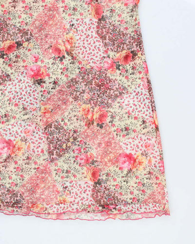Y2k 00s Mesh Floral Lingerie Slip Dress - L