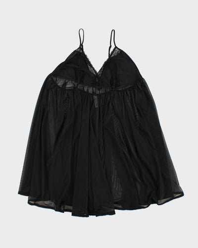 Y2k 00s La Vie En Rose Black Mesh Cami Top - XL