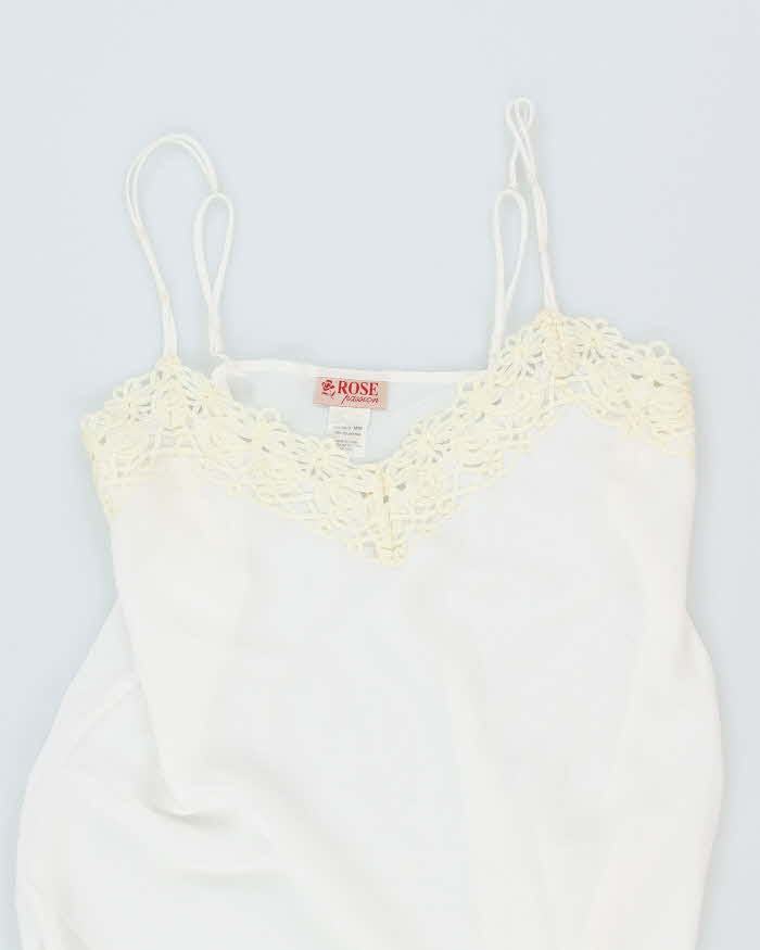 90s Rose White Sheer Slip Dress - M
