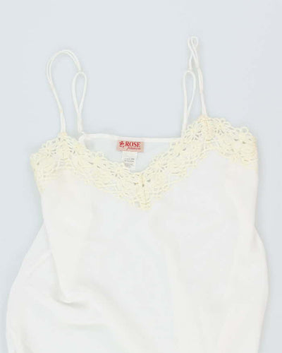 90s Rose White Sheer Slip Dress - M