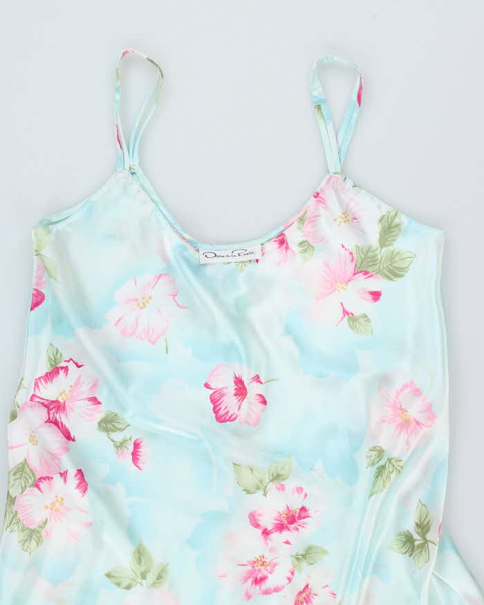 90s Oscar De La Renta Floral Slip Dress - M