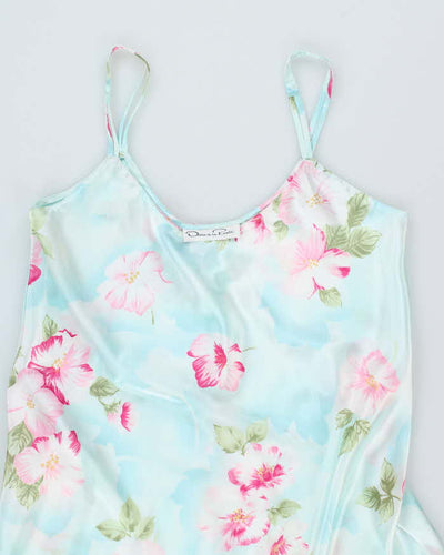 90s Oscar De La Renta Floral Slip Dress - M