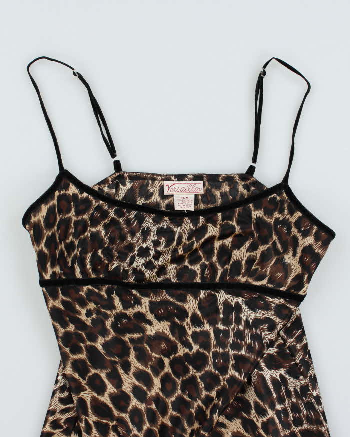 Vintage 90s Versailles leopard Print Slip Dress - M