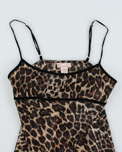 Vintage 90s Versailles leopard Print Slip Dress - M