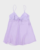 Vintage 90s La Vie En Rose Mesh Purple Lingerie Cami - m