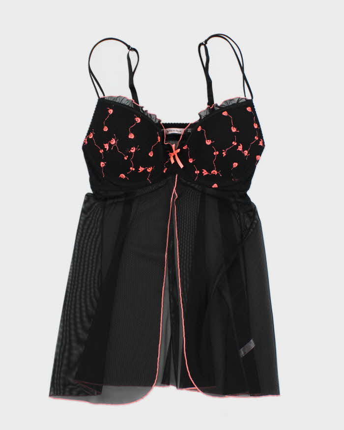Y2k 00s La Vie En Rose Mesh Lingerie Cami Top - M