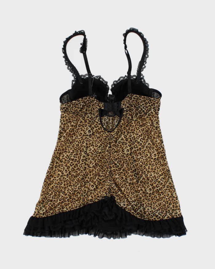 Y2k 00s La Senza Leopard Ruched Lingerie Cami Top - M
