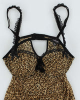 Y2k 00s La Senza Leopard Ruched Lingerie Cami Top - M