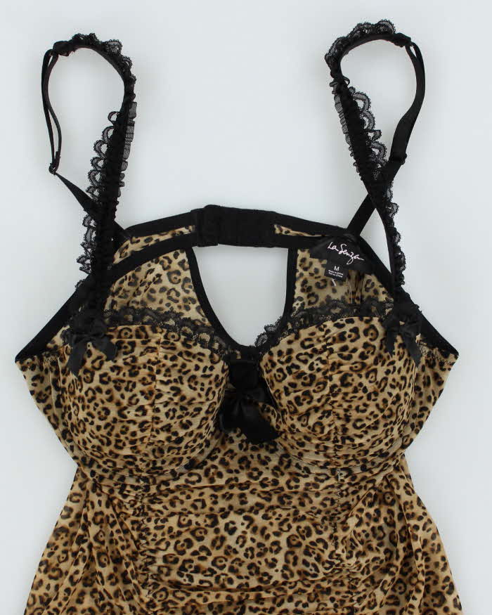 Y2k 00s La Senza Leopard Ruched Lingerie Cami Top - M