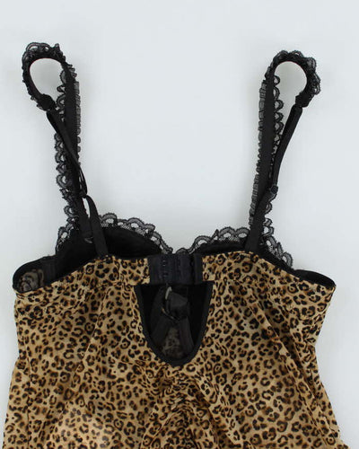 Y2k 00s La Senza Leopard Ruched Lingerie Cami Top - M