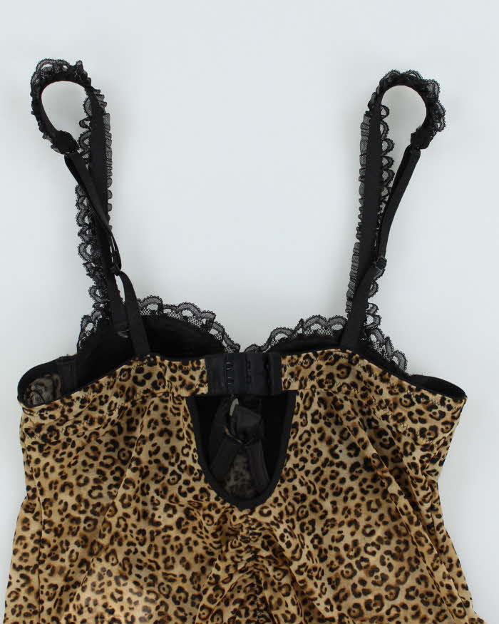 Y2k 00s La Senza Leopard Ruched Lingerie Cami Top - M