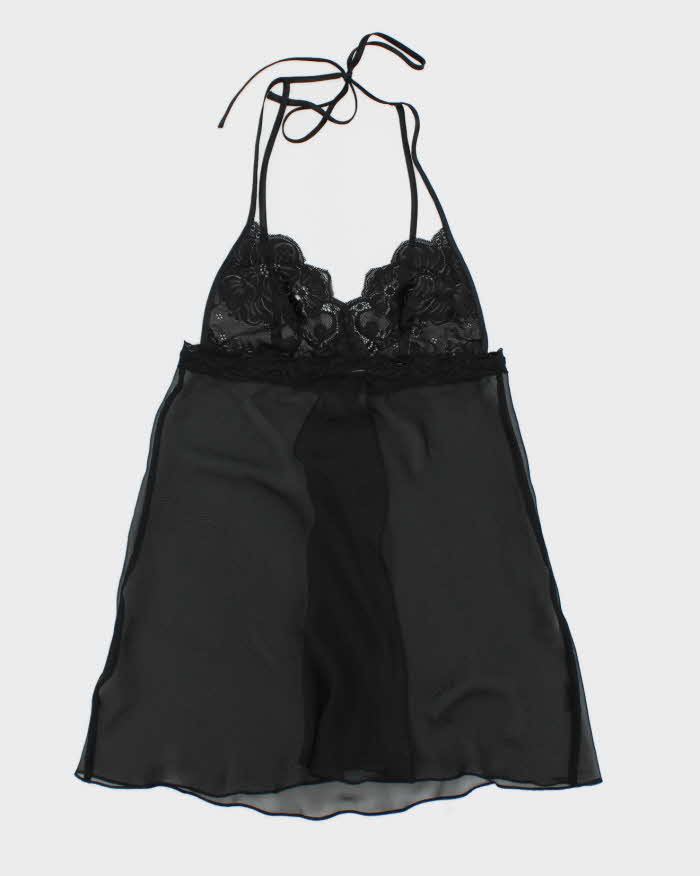 90s La Senza Mesh Lace Black Cami Top - M