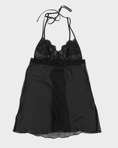 90s La Senza Mesh Lace Black Cami Top - M