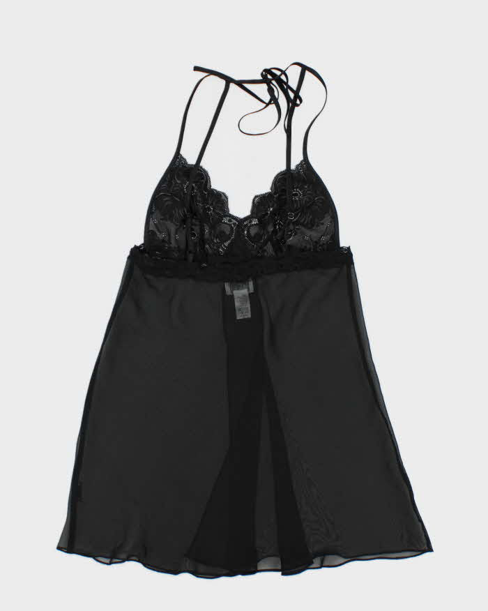 90s La Senza Mesh Lace Black Cami Top - M