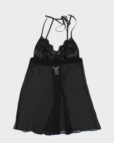 90s La Senza Mesh Lace Black Cami Top - M