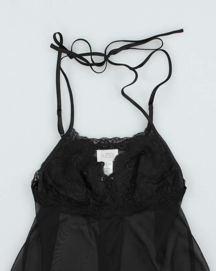 90s La Senza Mesh Lace Black Cami Top - M