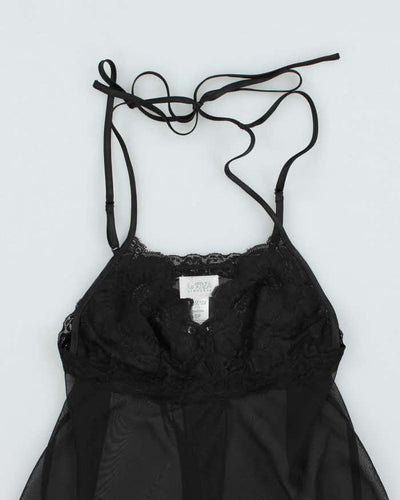 90s La Senza Mesh Lace Black Cami Top - M