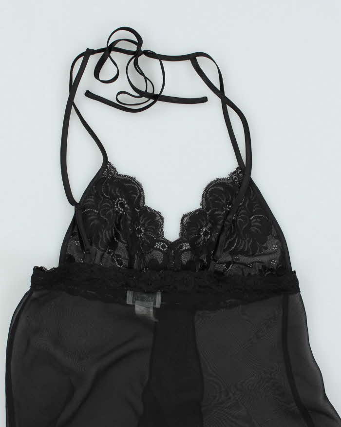 90s La Senza Mesh Lace Black Cami Top - M