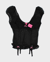 Deadstock Vintage Betsey Johnson Black Mesh Lingerie Top - M