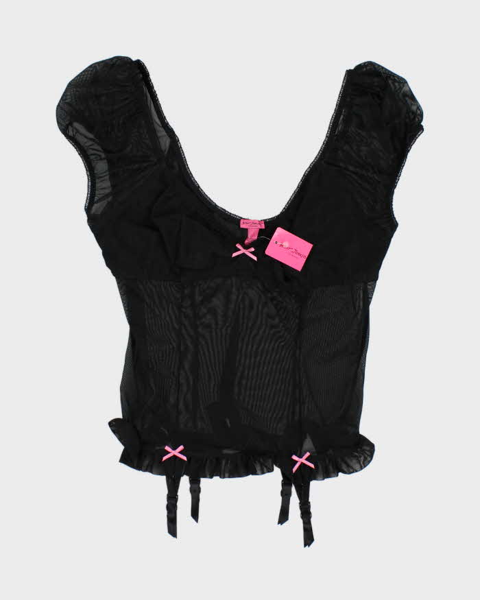 Deadstock Vintage Betsey Johnson Black Mesh Lingerie Top - M