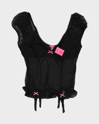 Deadstock Vintage Betsey Johnson Black Mesh Lingerie Top - M