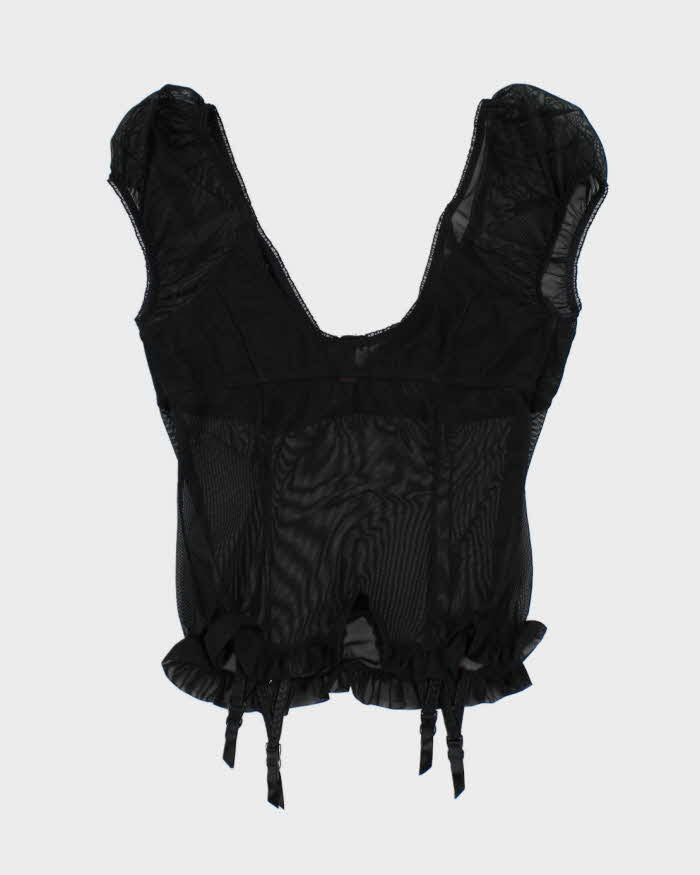 Deadstock Vintage Betsey Johnson Black Mesh Lingerie Top - M