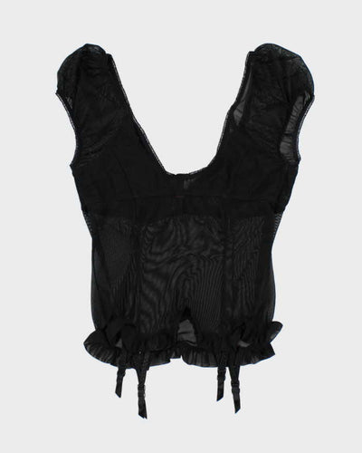 Deadstock Vintage Betsey Johnson Black Mesh Lingerie Top - M