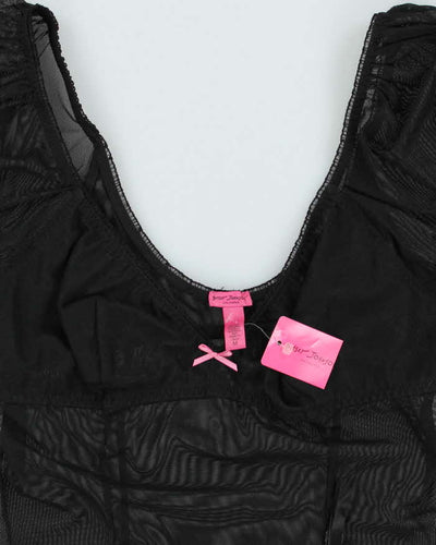 Deadstock Vintage Betsey Johnson Black Mesh Lingerie Top - M