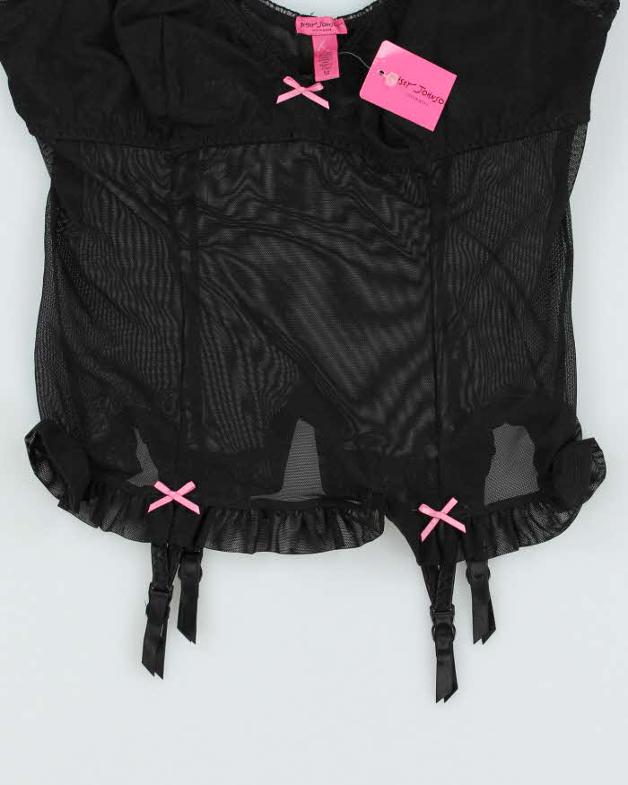 Deadstock Vintage Betsey Johnson Black Mesh Lingerie Top - M