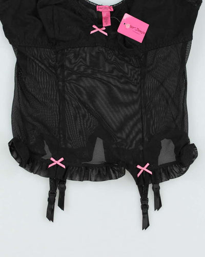 Deadstock Vintage Betsey Johnson Black Mesh Lingerie Top - M