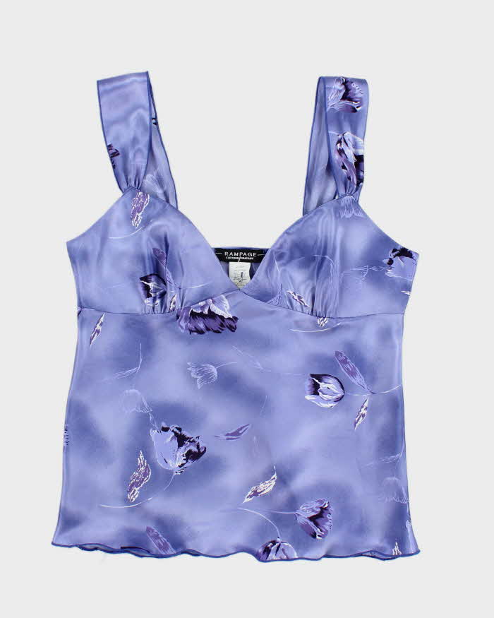 Vintage 90s Satin Purple Floral Cami - M