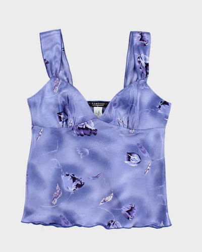 Vintage 90s Satin Purple Floral Cami - M