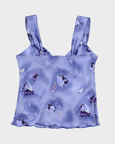 Vintage 90s Satin Purple Floral Cami - M