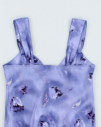 Vintage 90s Satin Purple Floral Cami - M