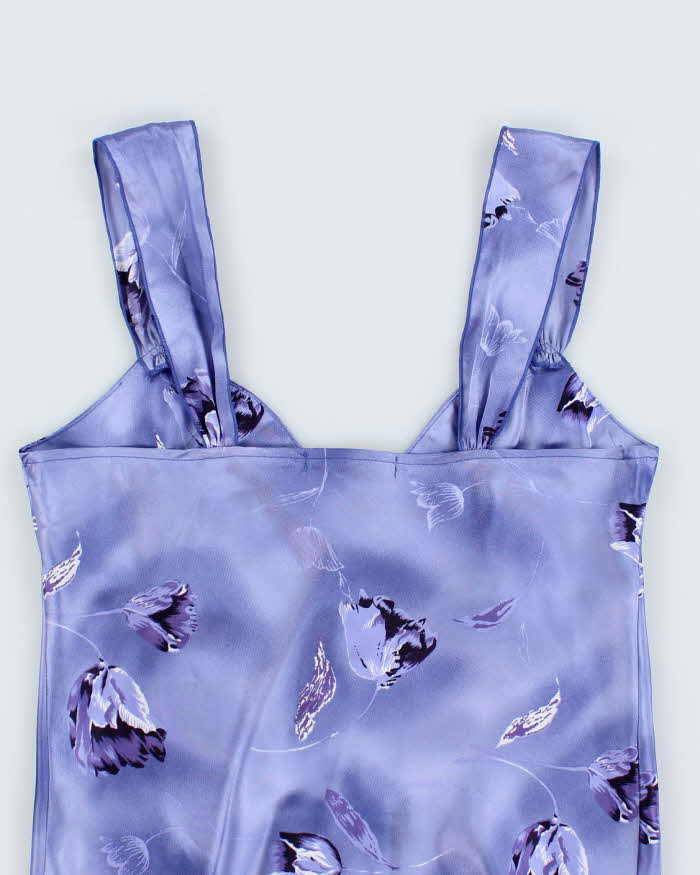 Vintage 90s Satin Purple Floral Cami - M