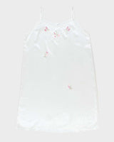 Vintage White Embroidered Silk Slip Dress - XL