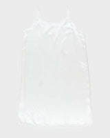 Vintage White Embroidered Silk Slip Dress - XL