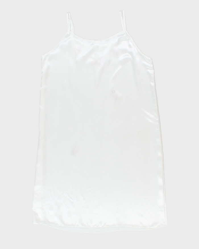 Vintage White Embroidered Silk Slip Dress - XL