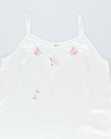 Vintage White Embroidered Silk Slip Dress - XL