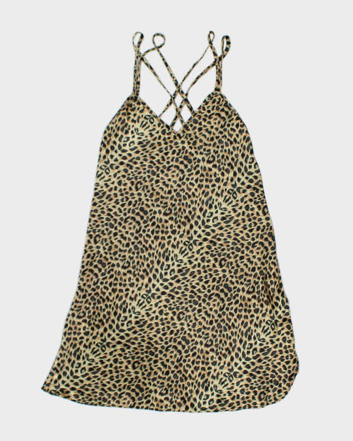 Vintage 90s La Vie En Rose Leopard Slip Dress - S