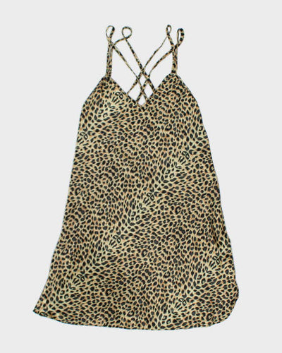 Vintage 90s La Vie En Rose Leopard Slip Dress - S