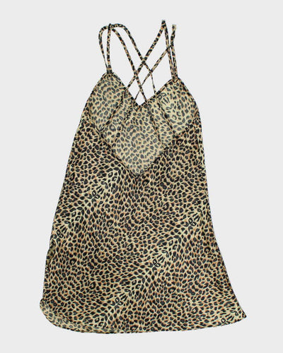 Vintage 90s La Vie En Rose Leopard Slip Dress - S