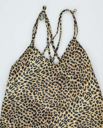 Vintage 90s La Vie En Rose Leopard Slip Dress - S