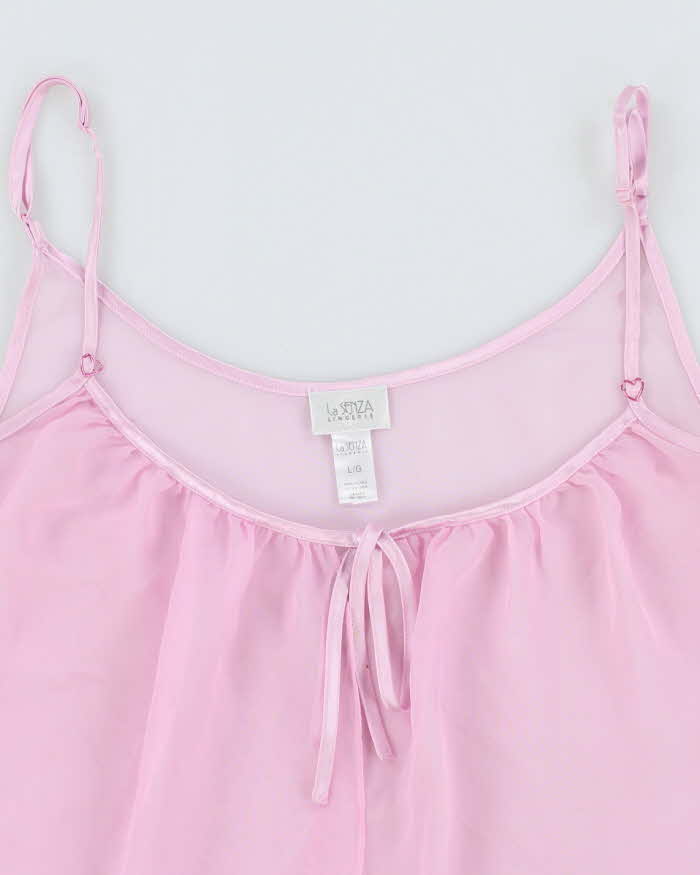Vintage Y2k 00s La Senza Pink Mesh Cami Top - L