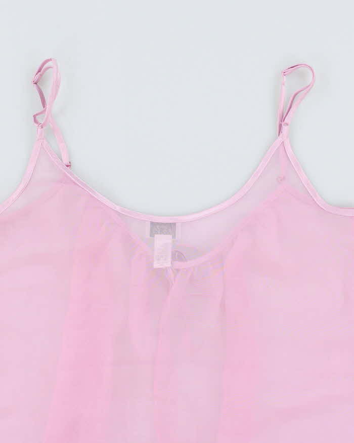 Vintage Y2k 00s La Senza Pink Mesh Cami Top - L