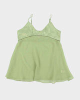 Vintage 90s Green Mesh Slip Dress - L