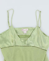 Vintage 90s Green Mesh Slip Dress - L