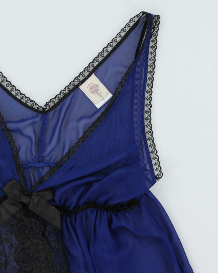 Vintage 90s In Bloom Blue Mesh Cami - L