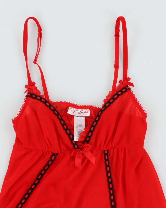 Y2k 00s La Senza Mesh Red Cami Top - XS